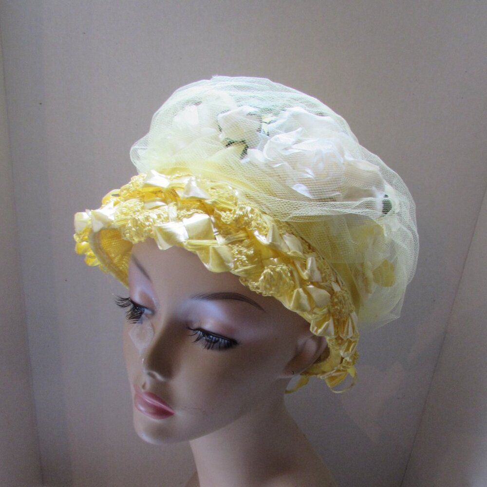 SALE Extravagant Bouffant or Bubble Hat Lemon Yellow